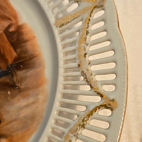 Vintage Dancing Couple Bavarian Plate German Reticulated Filigree Lace Cutout - Picture 6 of 8